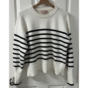 Philosophy Women’s Striped Pullover Knit Crew Neck Sweater Size L White/Black